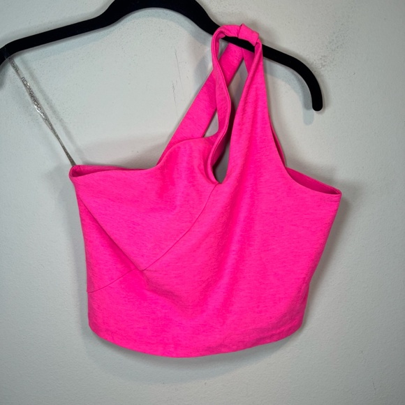 Beyond Yoga Spacedye Lost Your Mind Crop One Shoulder Tank Top Hot Pink Sz Large - Picture 13 of 15